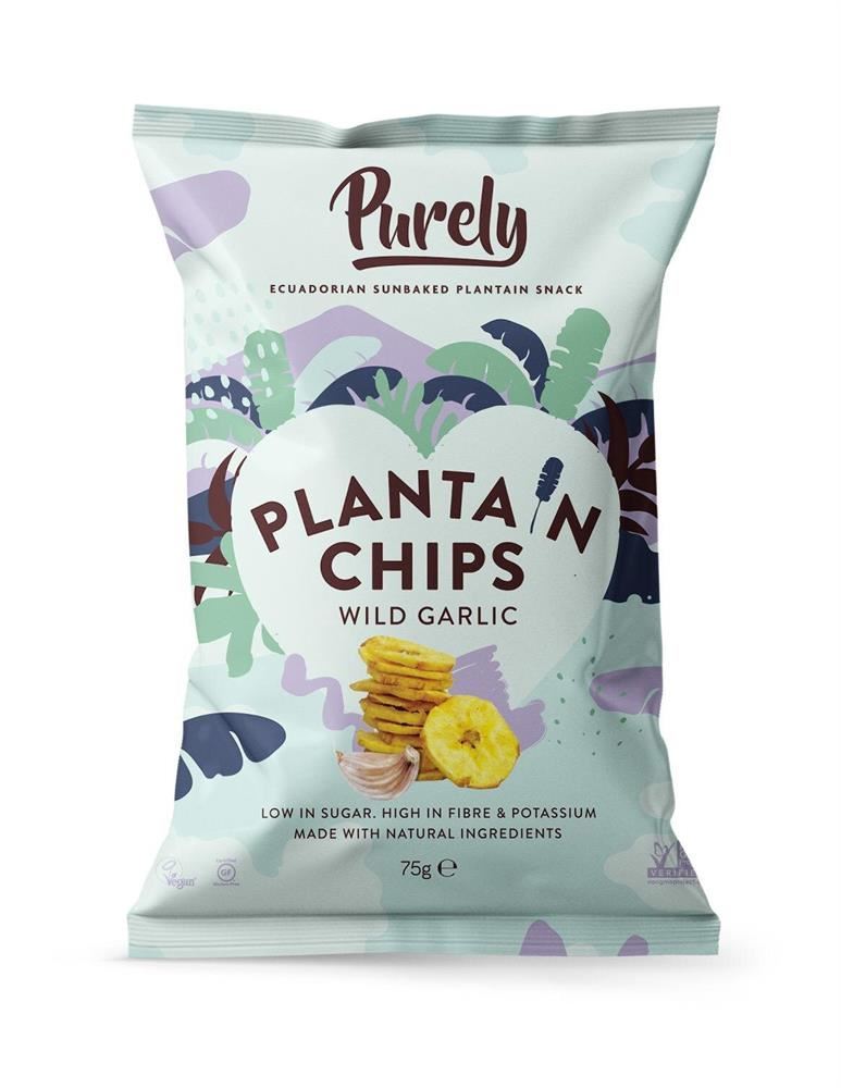 Puerly Plantain Chips - Wild Garlic 75g - 10 Pack