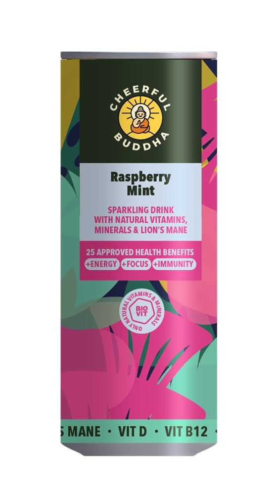 Cheerful Buddha Raspberry and Mint Functional Mushroom Sparkling 250ml - 12 Pack