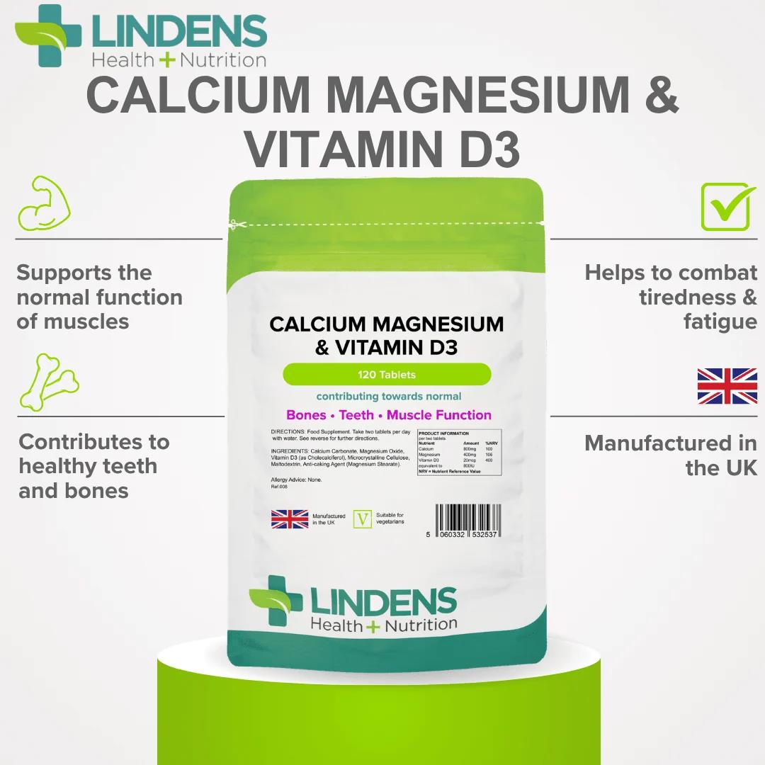 Lindens Calcium Magnesium Vitamin D - 120 Tablets - image 3
