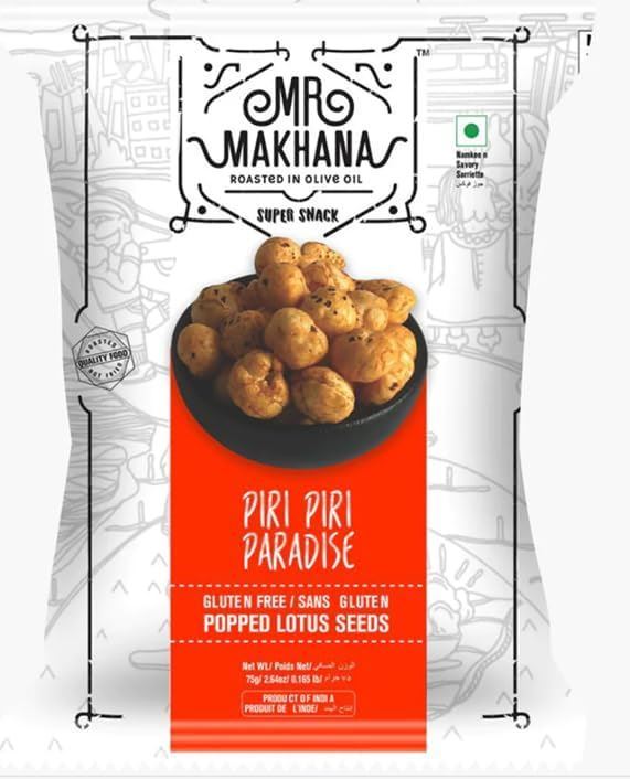 Mr Makhana Piri Paradise Popped Lotus Seeds 75g - 6 Pack