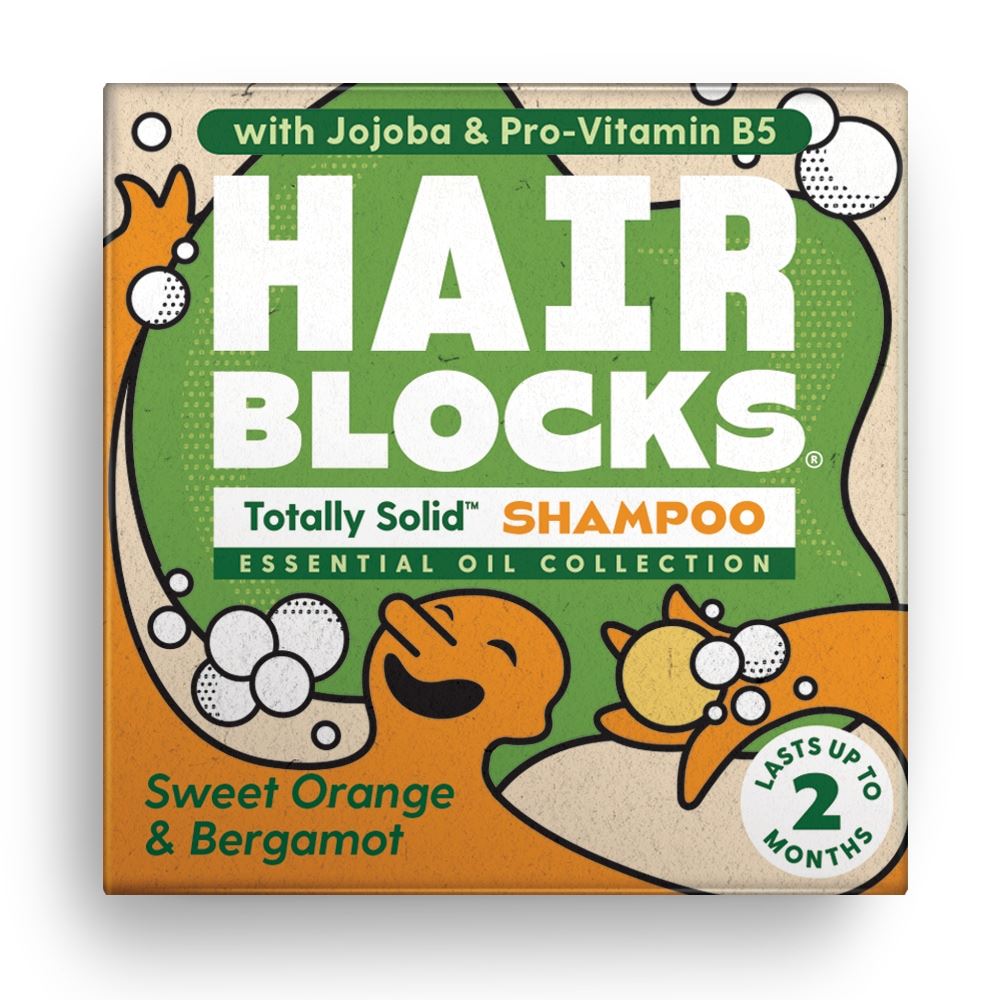 Shower Blocks Hair Blocks Solid Shampoo - Orange & Bergamot 85g
