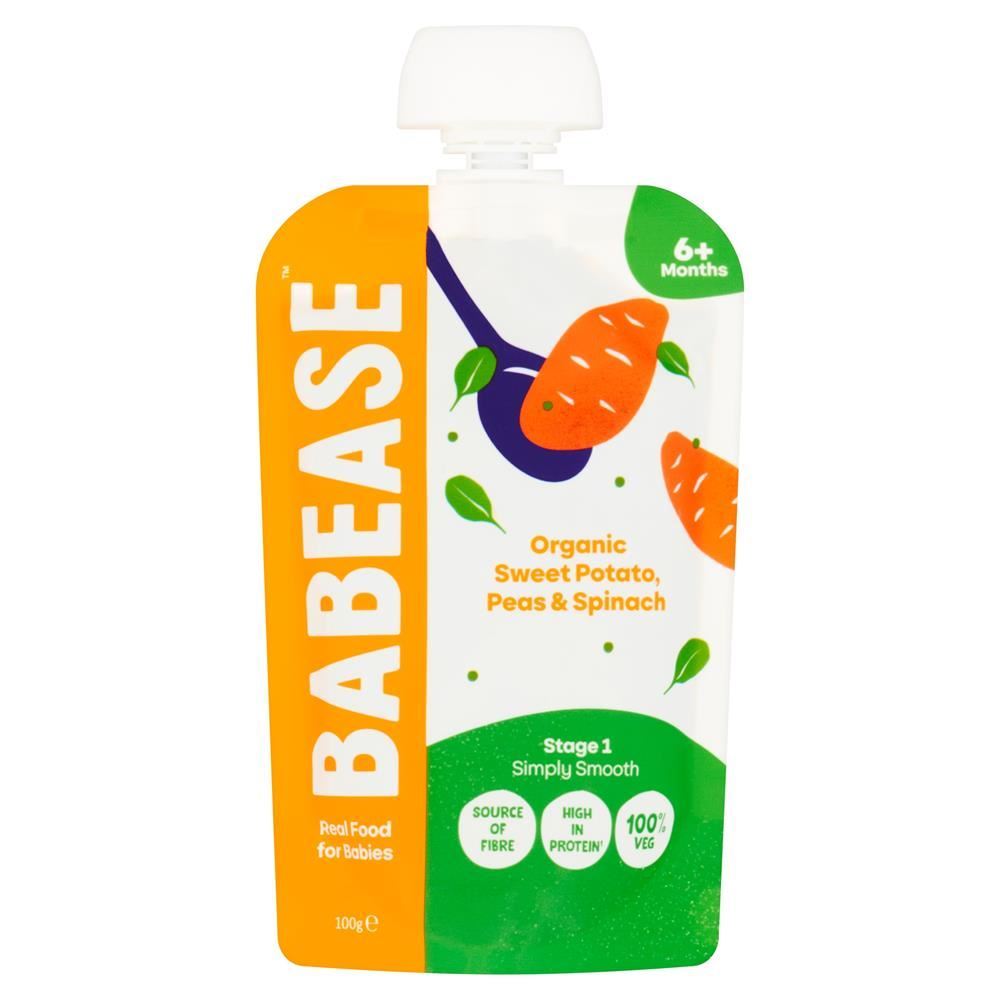 Babease Organic Sweet Potato Peas & Spinach 100g - 8 Pack