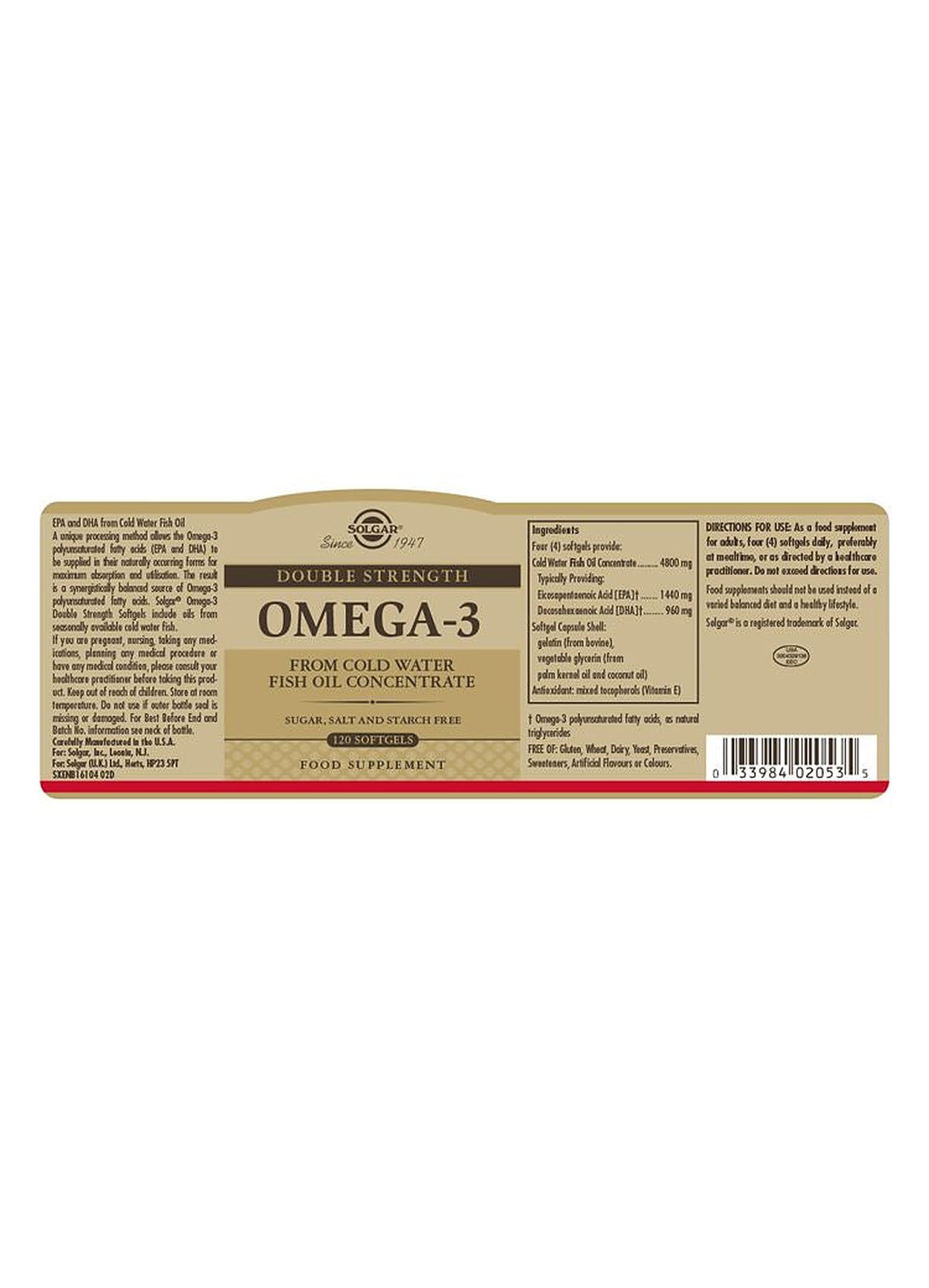 Solgar Double Strength Omega-3 - 120 Softgels - image 3