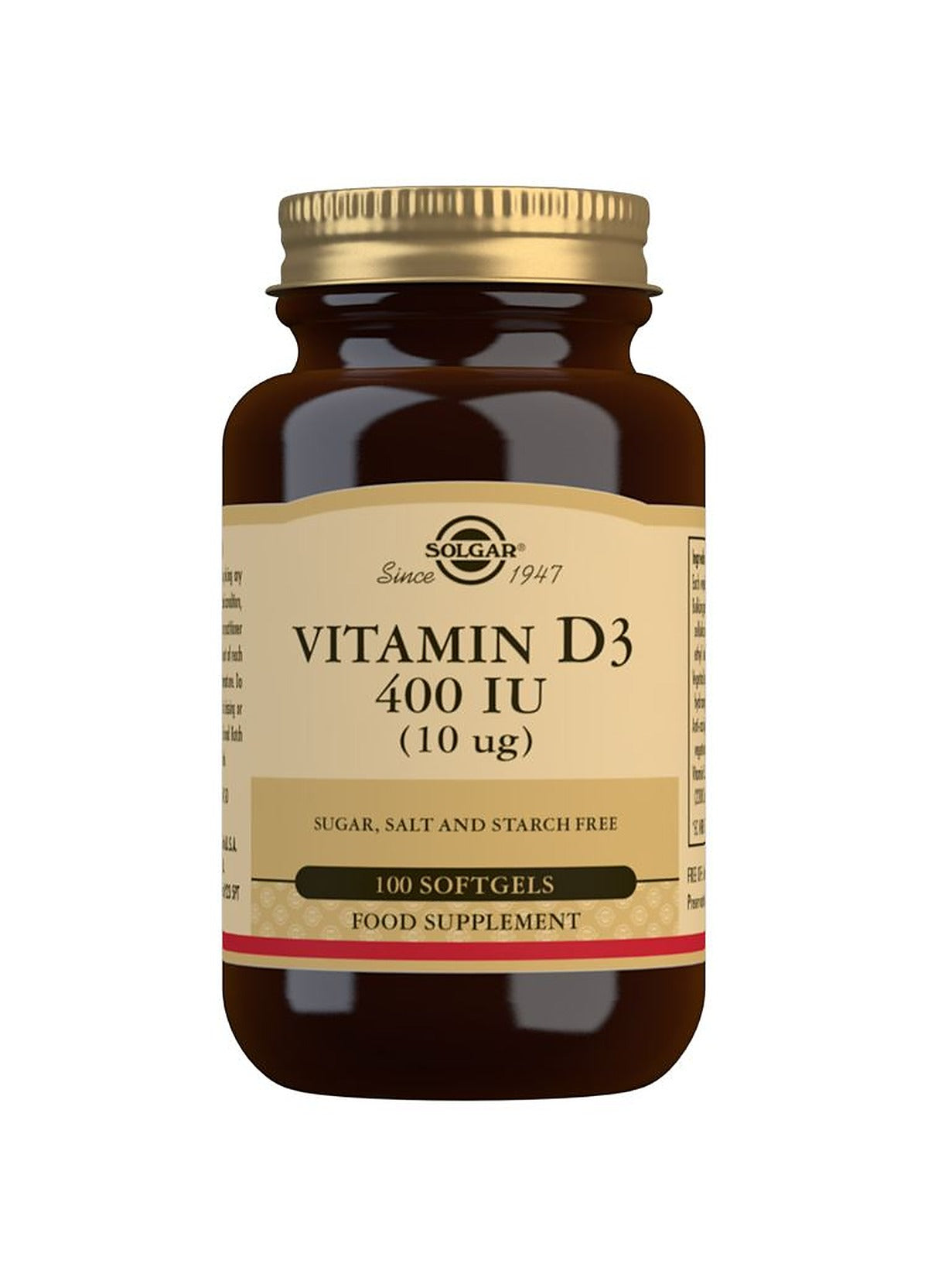 Solgar Vitamin D3 400 IU (10 µg) - 100 Softgels