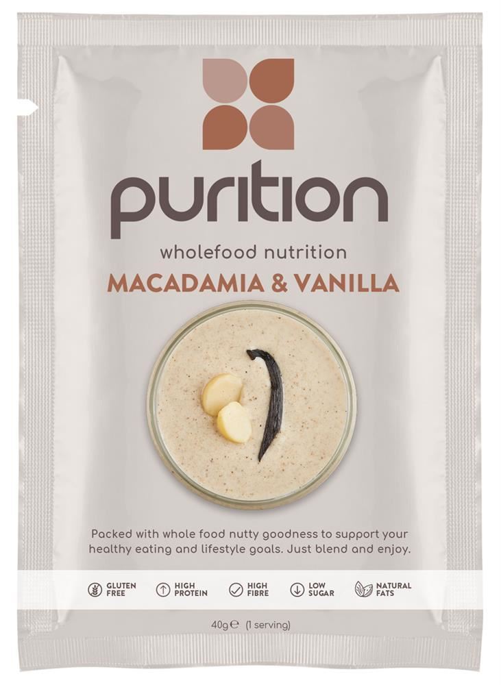 Purition Wholefood Nutrition Macadamia & Vanilla 40g - 8 Pack