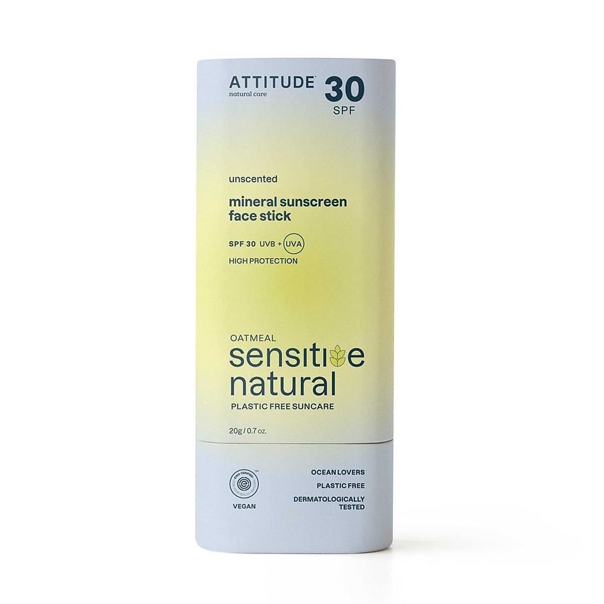 Attitude Oatmeal Sensitive Natural - Sunscreen Face Stick - 30 SPF - 20g