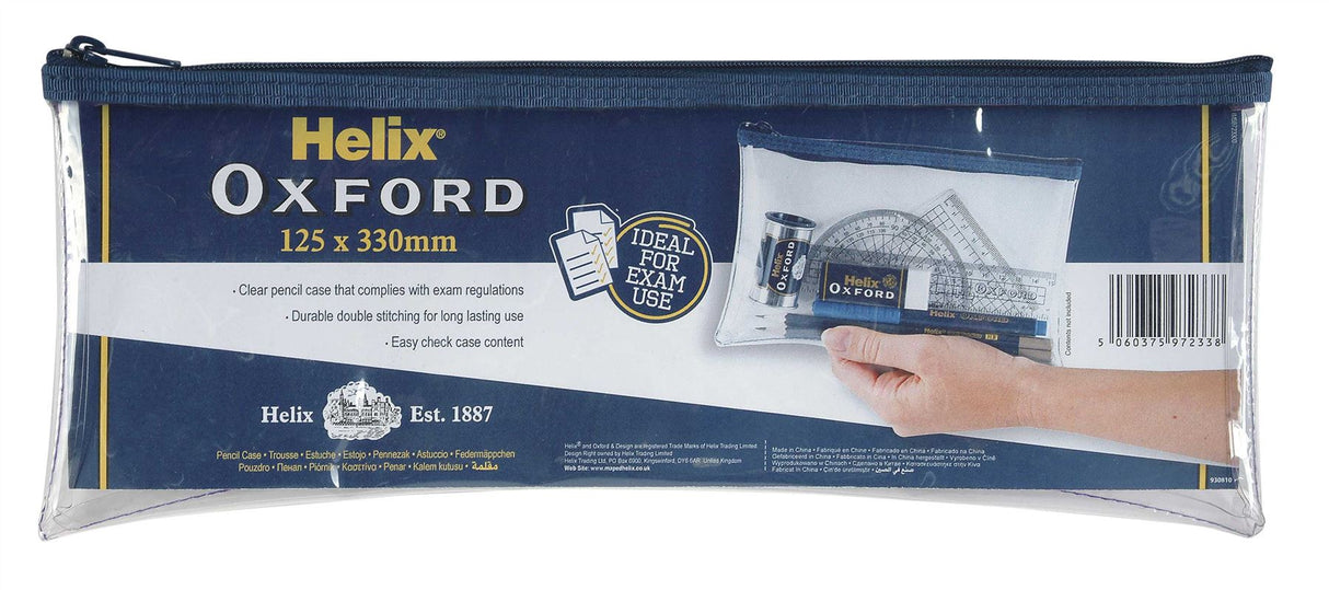 Helix Oxford Large 13 inch Clear Pencil Case