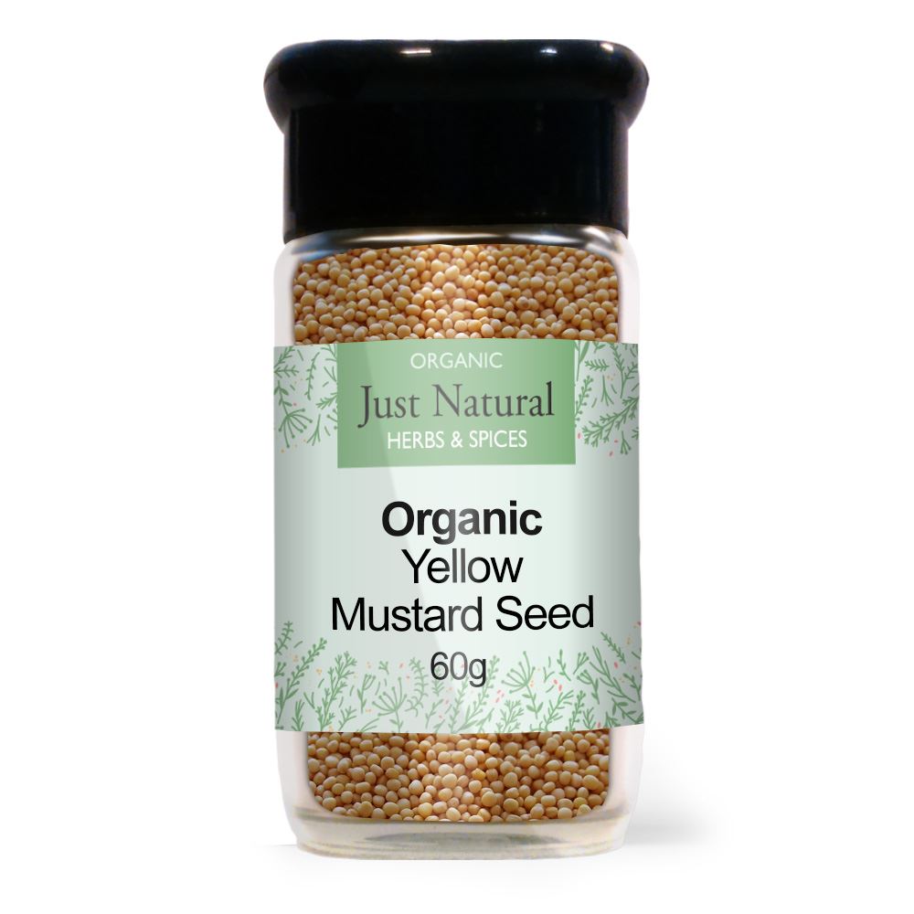 Just Natural Herbs Organic Yellow Mustard Seed (Glass Jar) 80g