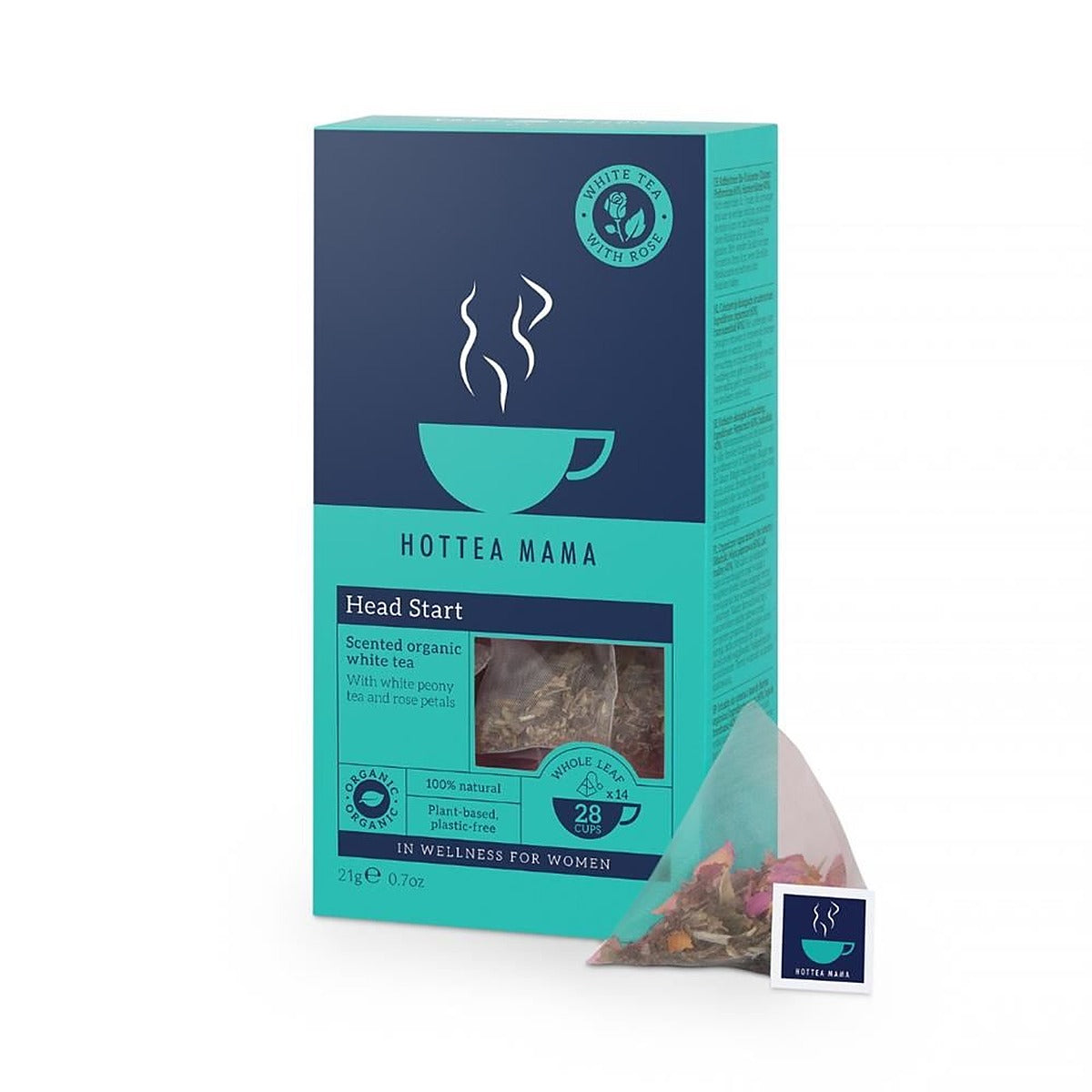 HotTea Mama Organic white tea and rose petals for tiredness support 14 bags