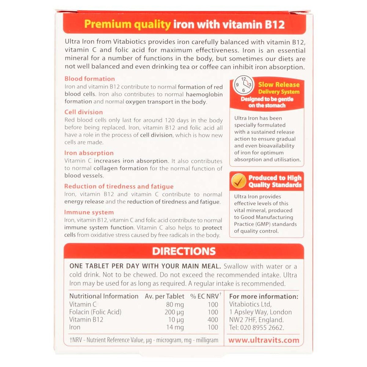 Vitabiotics Ultra Iron Sustained Release - 30 Tablets - image 2