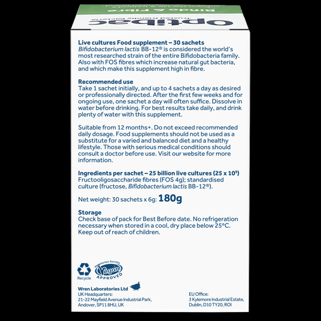 OptiBac Probiotics Bifidobacteria & Fibre 10 - 30 Sachets