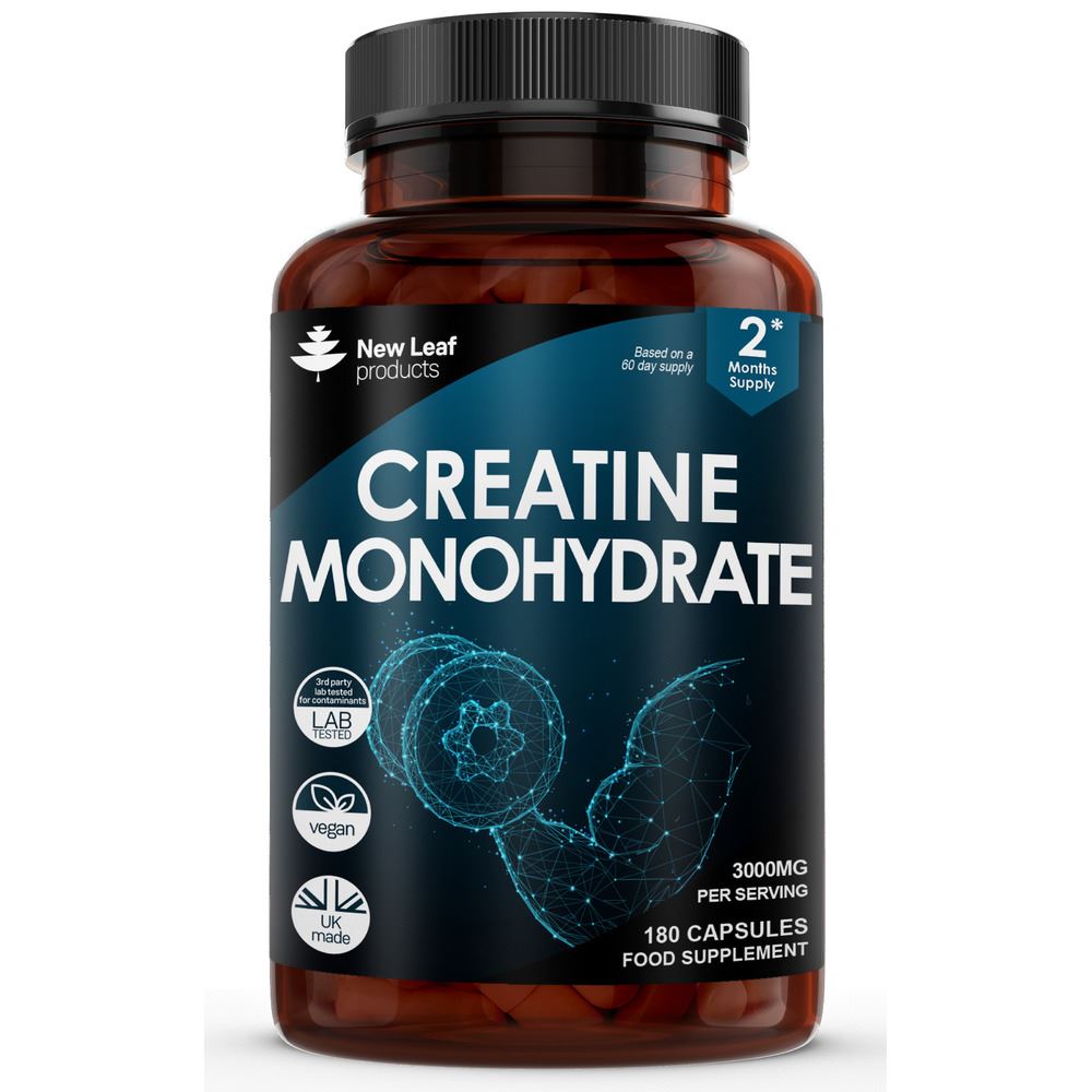 New Leaf Products Creatine Monohydrate 3000mg 180 Vegan Capsules