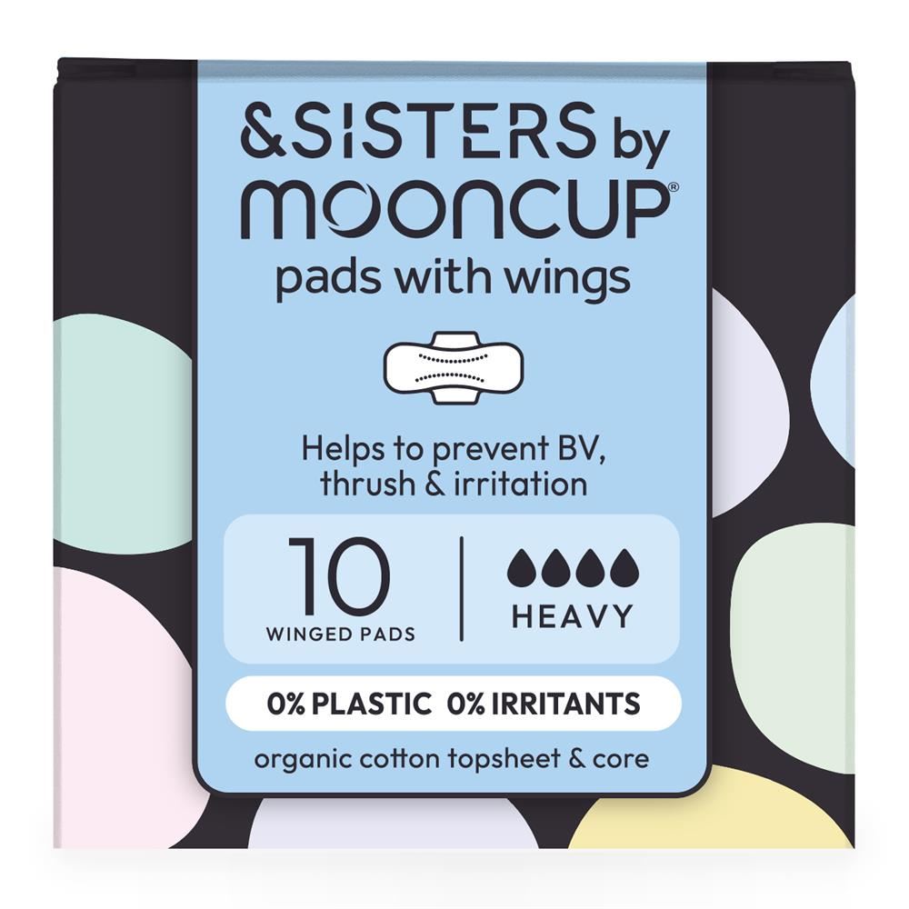 AND SISTERS Organic Cotton Pads With Wings Heavy Absorbency (10 pack)