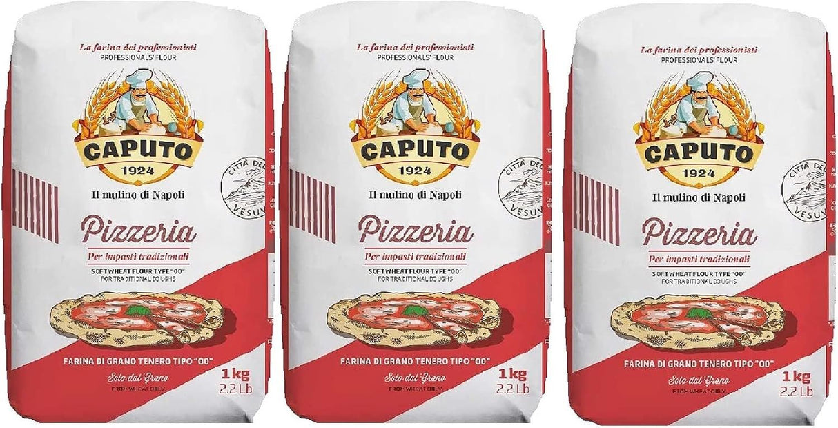 Caputo Farina Pizzeria Type 00 Flour Red 1kg - Pack of 3