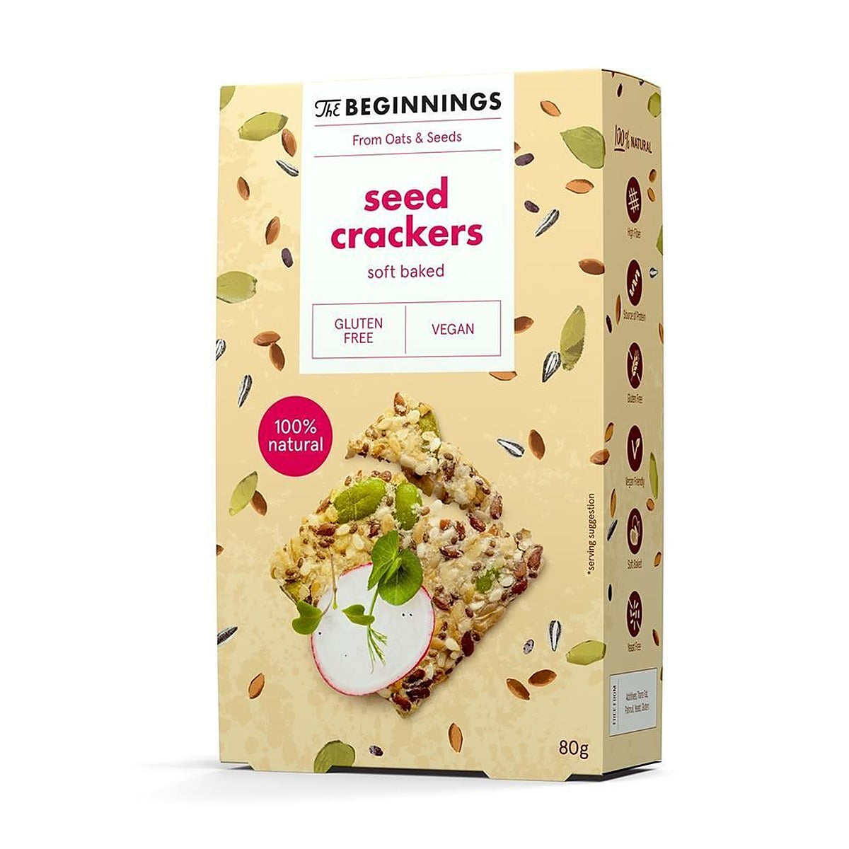 The Beginnings Seed Crackers with Sea Salt 80g - 8 Pack