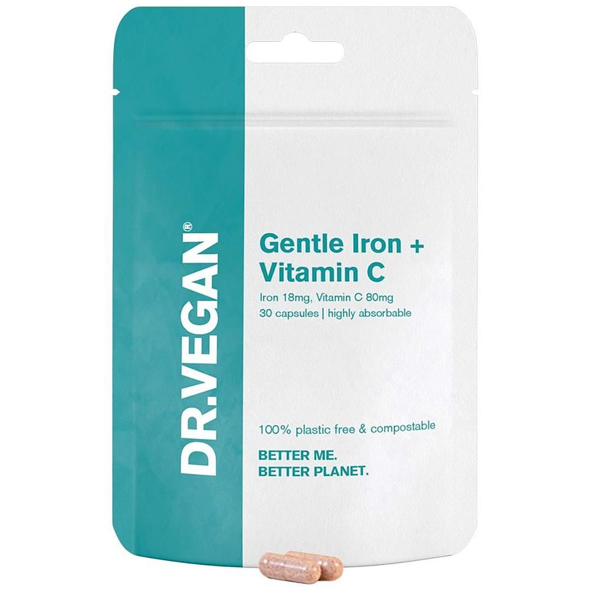 Dr Vegan Gentle Iron (18mg) & Vitamin C (80mg) 30 Capsules