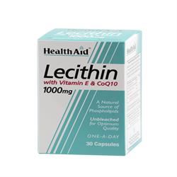 HealthAid Lecithin 1000mg + Natural Vitamin E 45iu + CoQ 10 10mg 30 Capsules