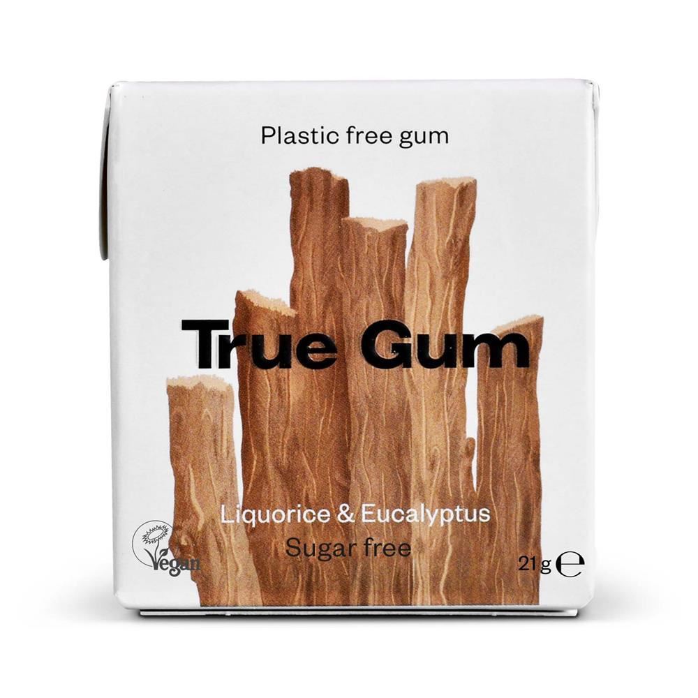 True Gum Vegan and Sugar Free Chewing Gum - Liquorice & Eucalyptus 21g - 24 Pack