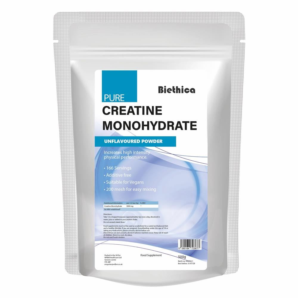 Biethica Creatine Monohydrate Unflavoured Powder 500g