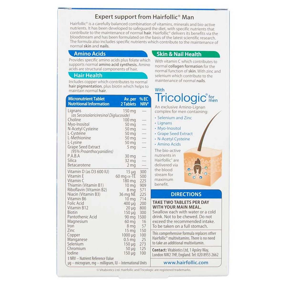 Vitabiotics Hairfollic Man - 60 Tablets - image 2