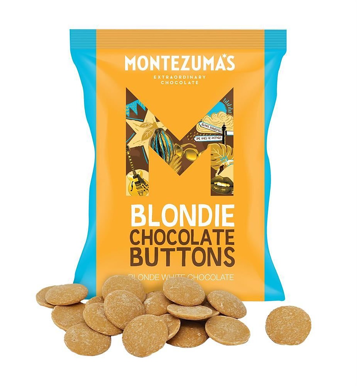 Montezumas #Blondie Buttons White Chocolate Buttons Caramel Notes 150g - 8 Pack