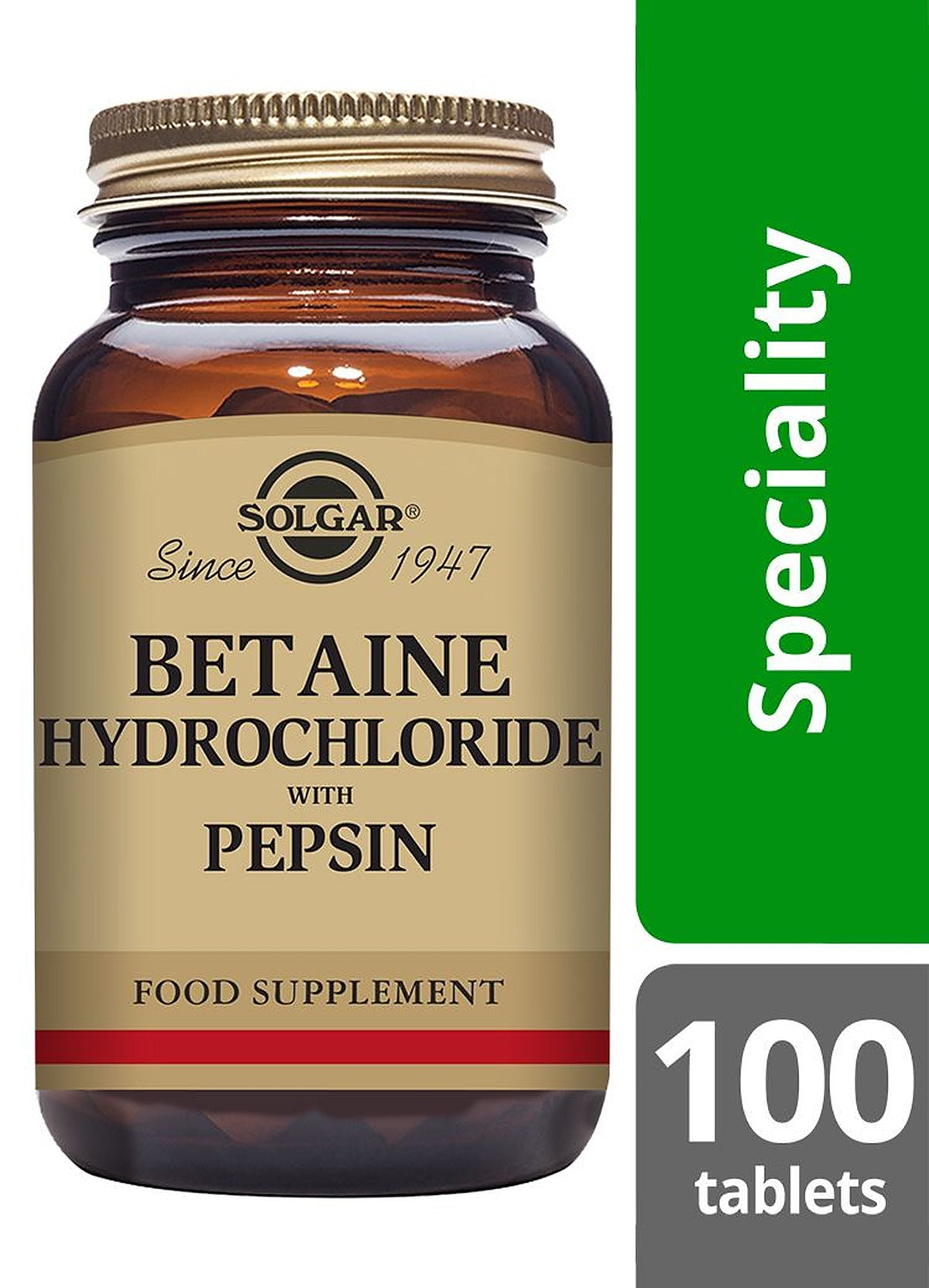 Solgar Betaine Hydrochloride with Pepsin - 100 Tablets - image 2