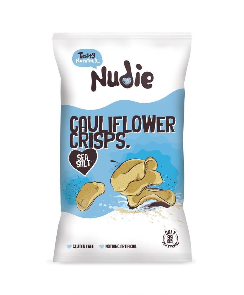 Nudie Snacks Cauliflower Crisps 80g with Sea Salt 80g - 12 Pack