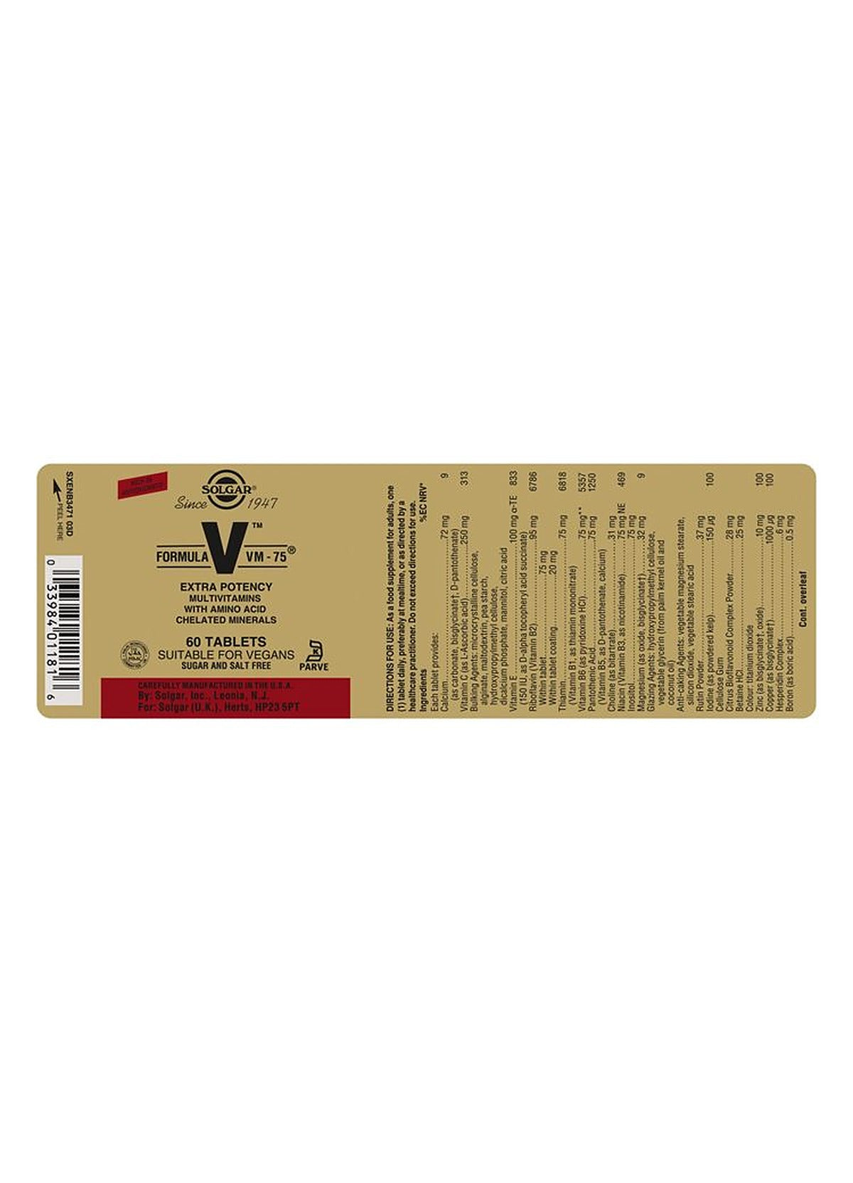 Solgar Formula VM-75 - 60 Tablets - image 3