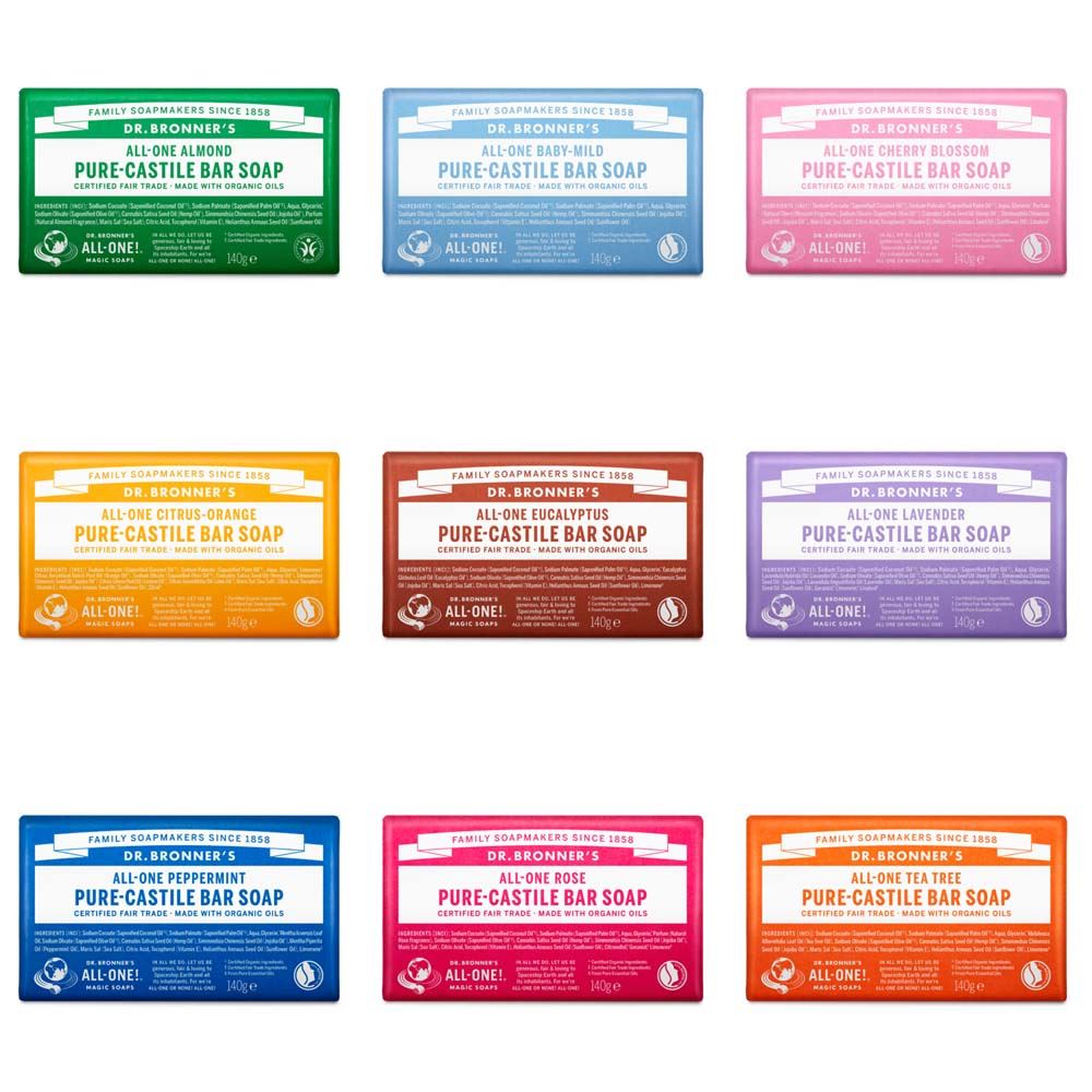 Dr Bronner's Pure Castile Bar Soap - 140g - All Scents