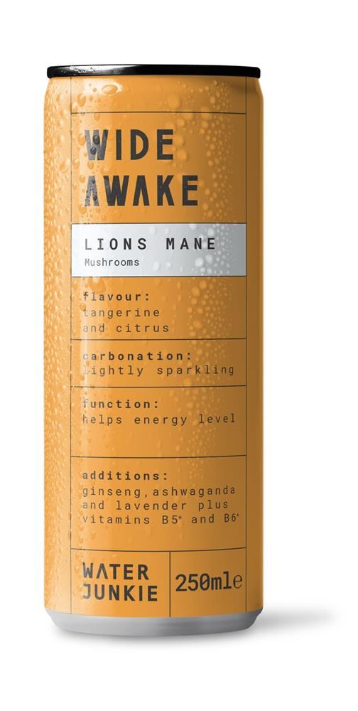 WaterJunkie Wide Awake Lions Mane Functional Mushroom Drink 250ml - 12 Pack