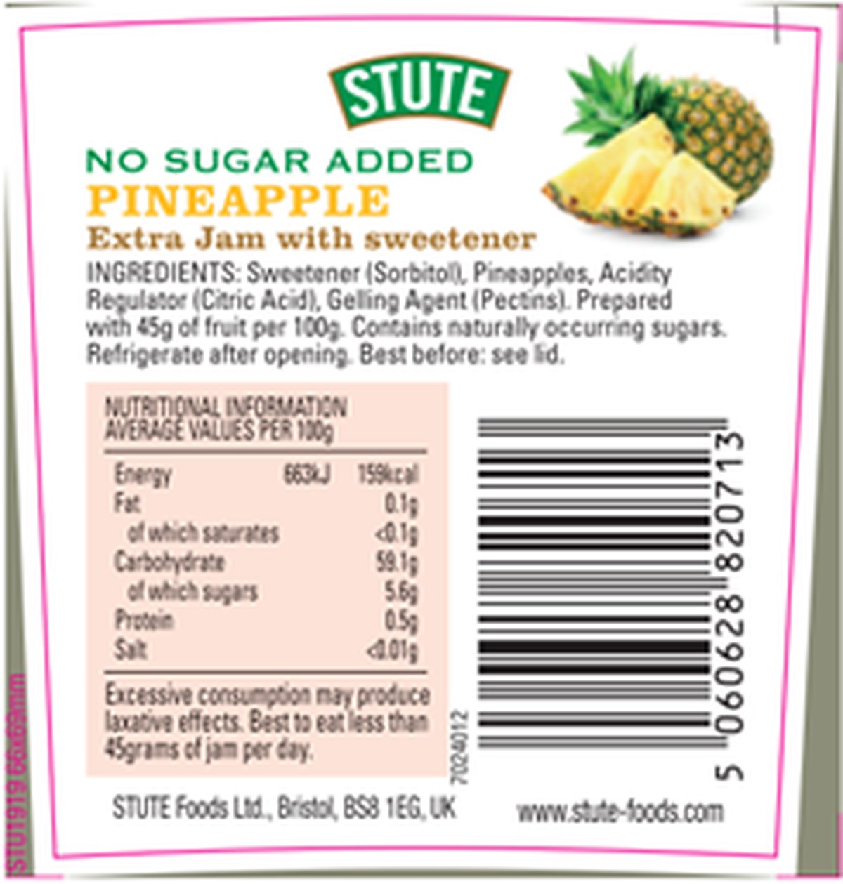 Stute No Sugar Added Pineapple Jam 430g - 2 Pack - image 2