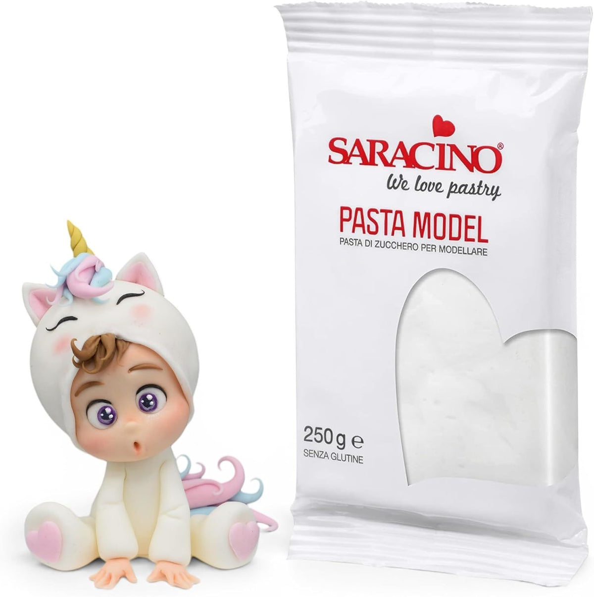 Saracino Modelling Sugar Paste Cake Decorating Gluten Free Made in Italy 250g - White