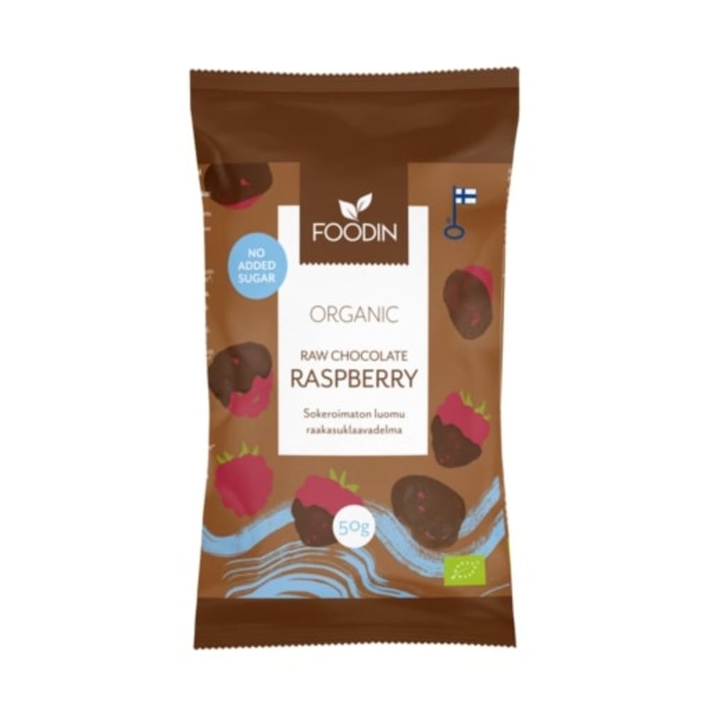 Foodin Organic Raw Chocolate No Added Sugar Raspberry 50g