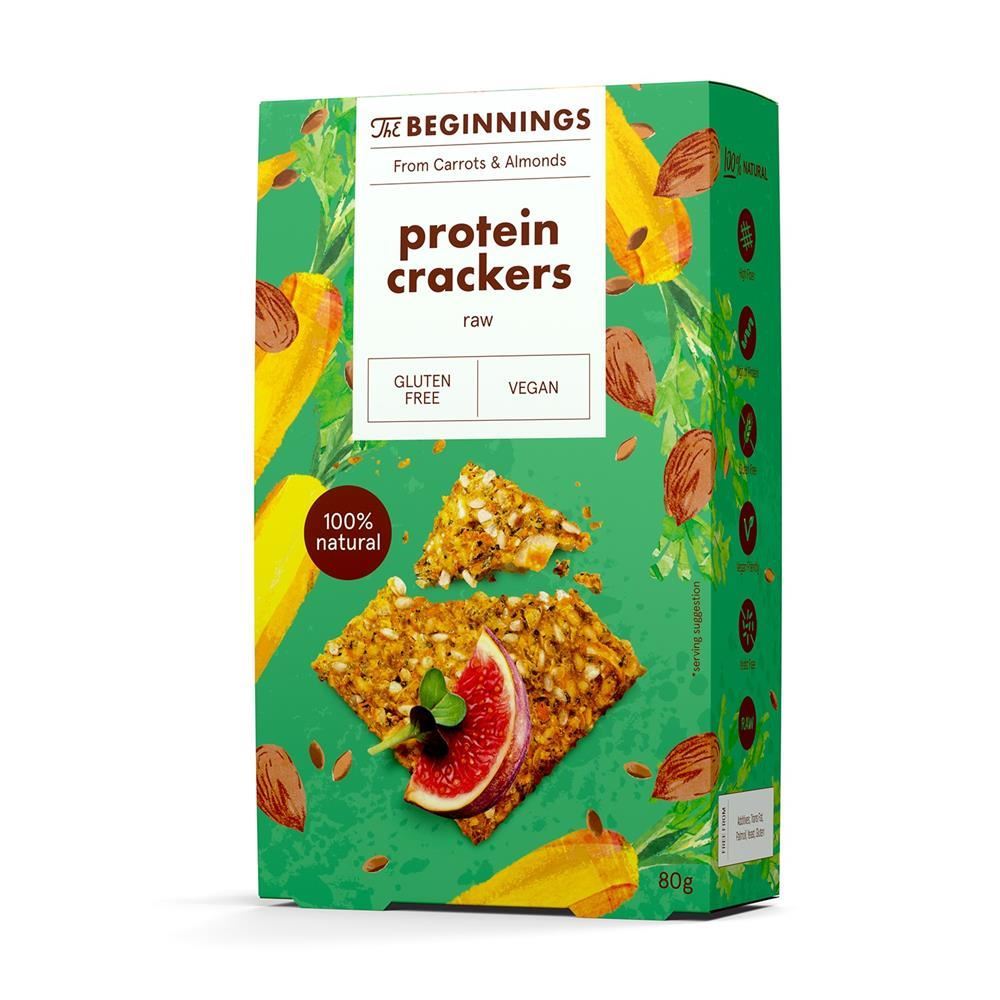 The Beginnings Protein Crackers 80g - 8 Pack