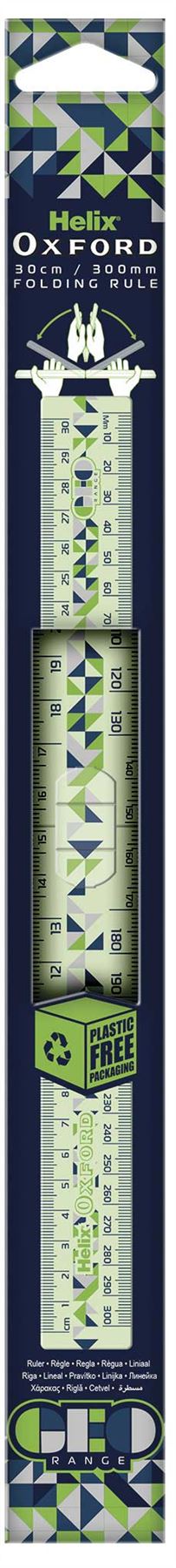 Helix Oxford Geo Folding 30cm Ruler - Green