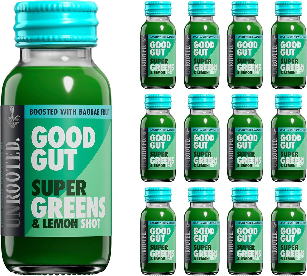 Unrooted Super Greens and Lemon Shot 60ml - 12 Pack