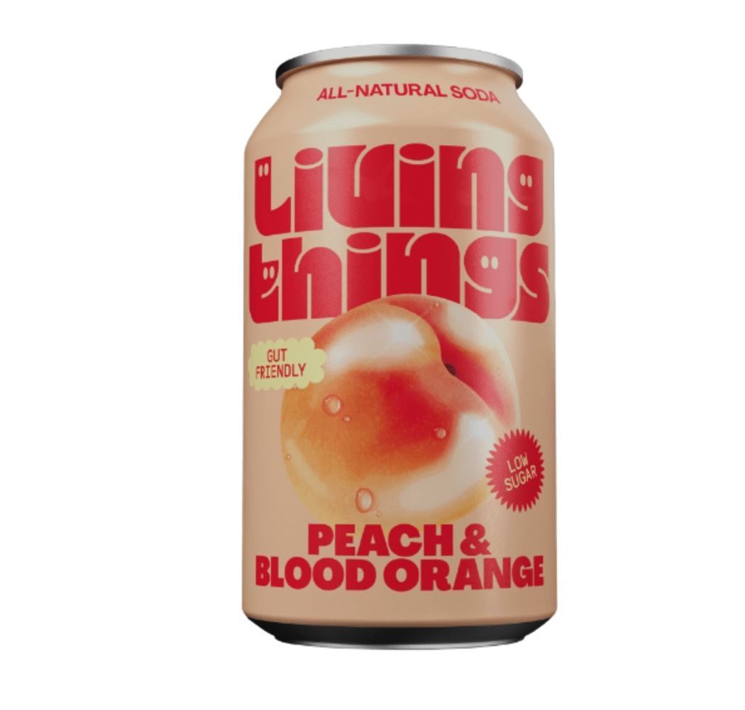 Living Things Sparkling peach and blood orange prebiotic soda 330ml - 6 Pack
