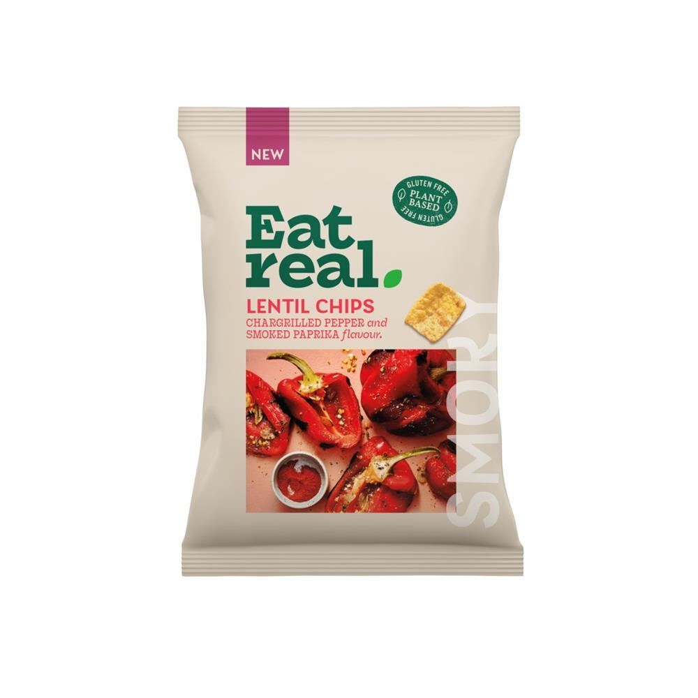 Eat Real Lentil Chips Chargrilled Red Pepper 95g - 10 Pack