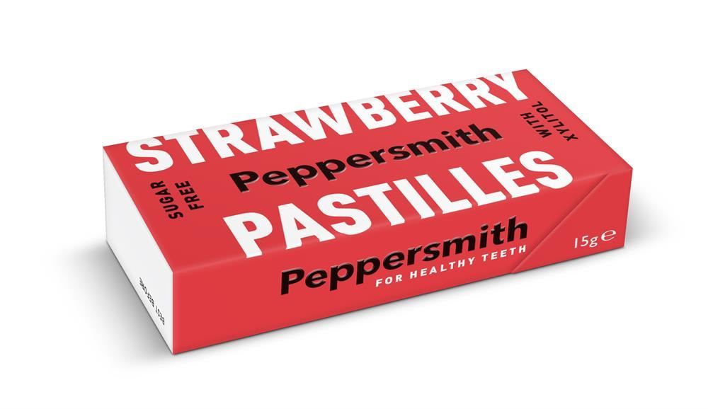 Peppersmith Strawberry Xylitol Pastilles 15g - 12 Pack