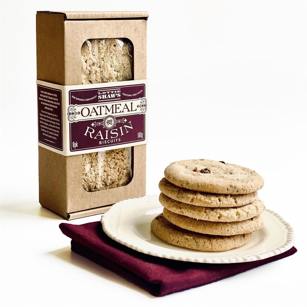 Lottie Shaw's Oatmeal & Raisin Biscuits 180g - 12 Pack