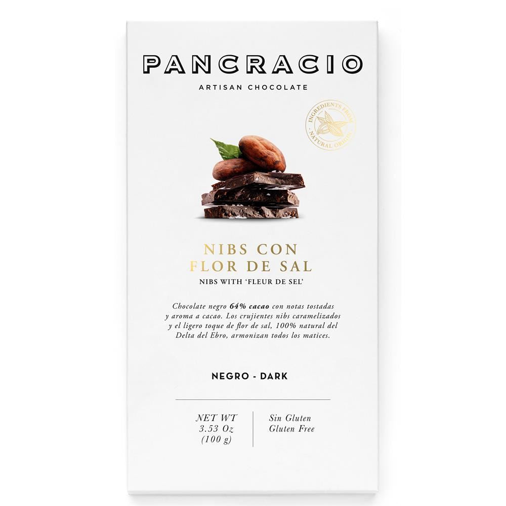 Pancracio Chocolate Cocoa Nibs and Fleur de Sel Dark Chocolate Bar 100g