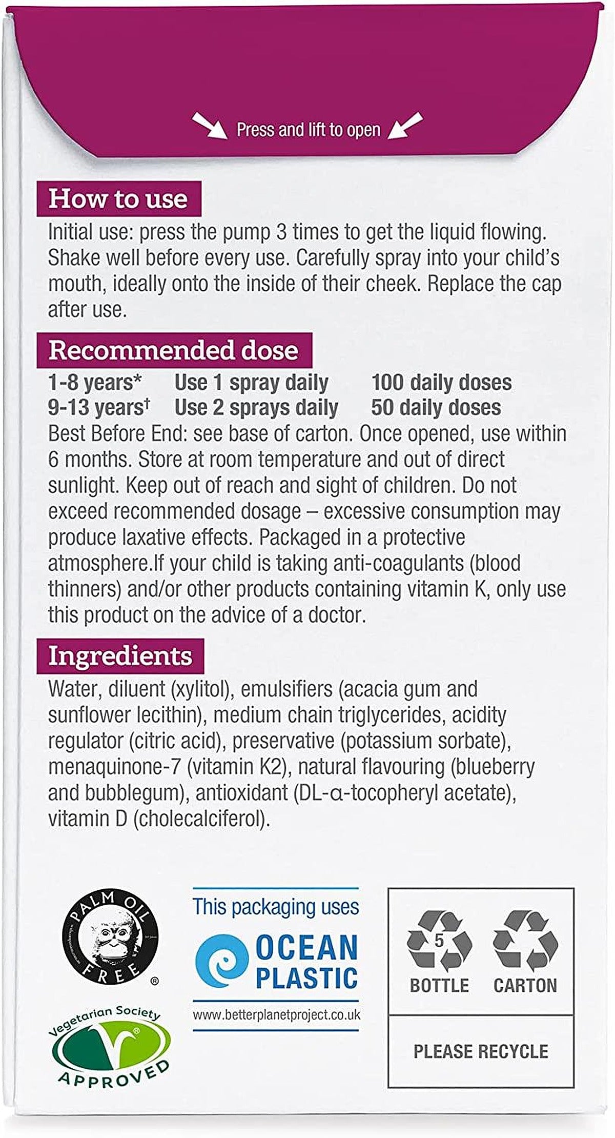 BetterYou Kids Vitamin D+K2 Daily Oral Spray - 15ml - image 2