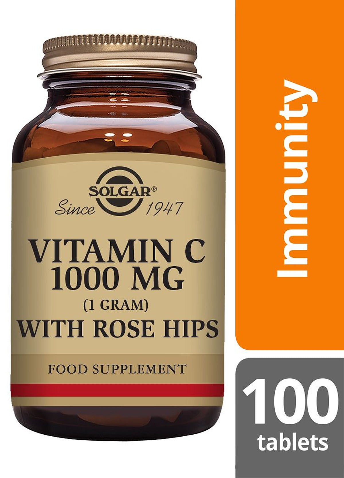 Solgar Vitamin C 1000 mg with Rose Hips - 100 Tablets - image 2