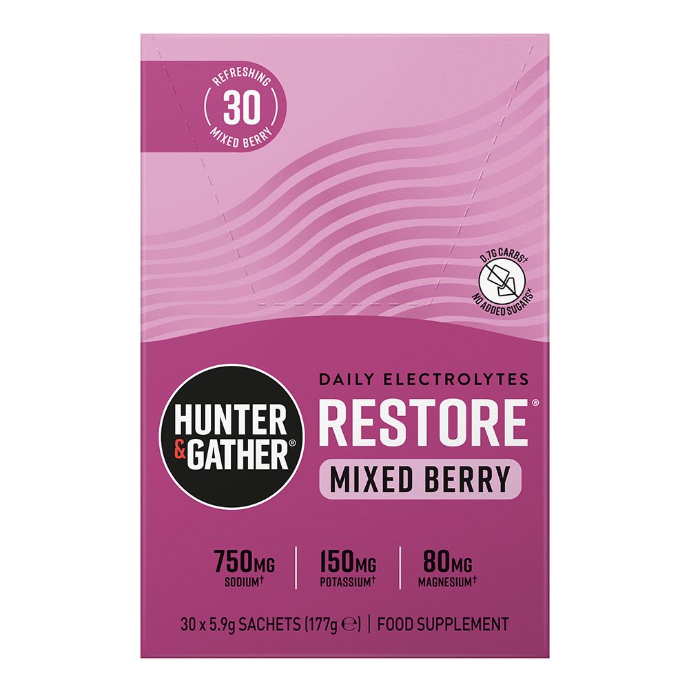Hunter and Gather Restore Hydration Electrolytes Mixed Berry 30 x 5.9g per pack