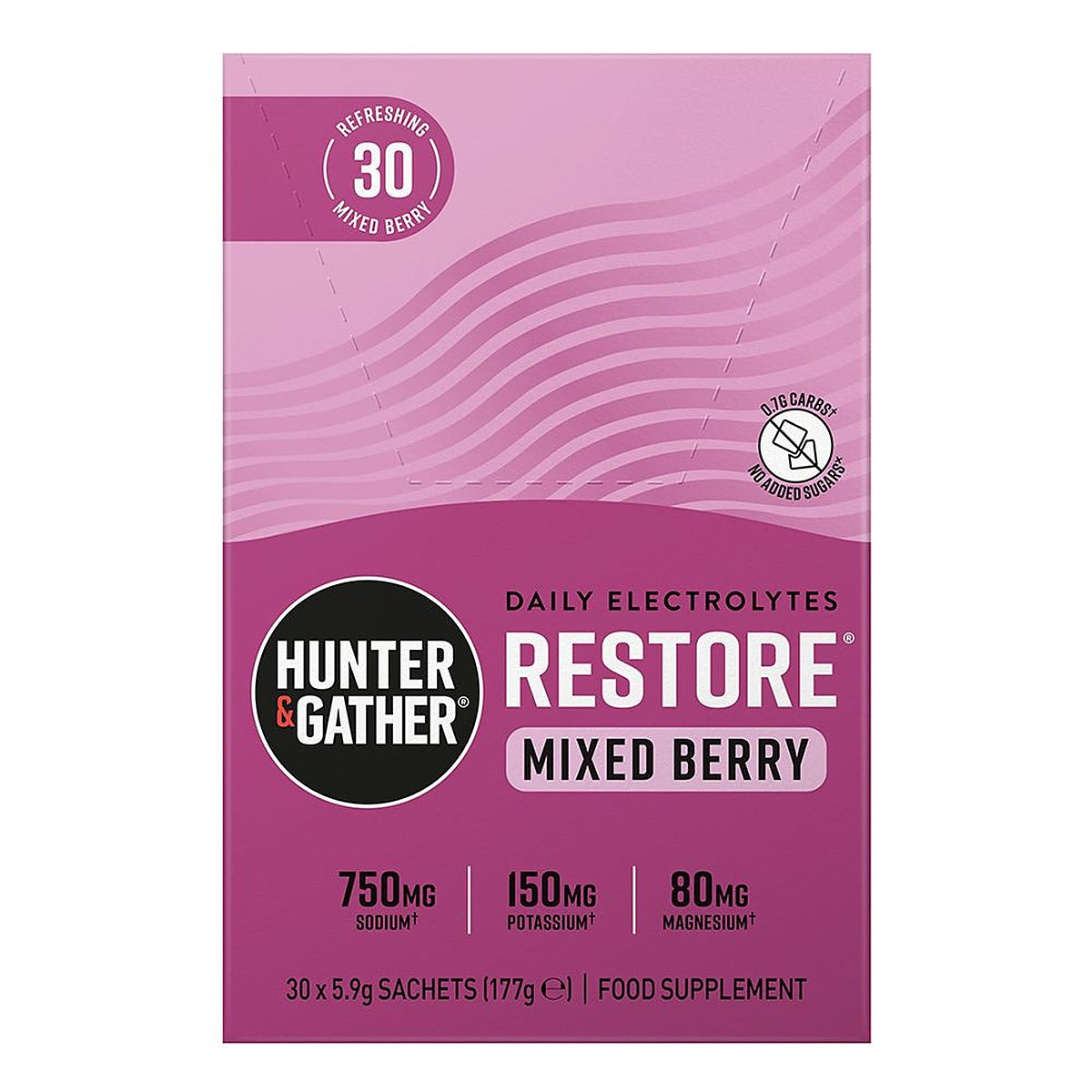 Hunter and Gather Restore Hydration Electrolytes Mixed Berry 30 x 5.9g per pack