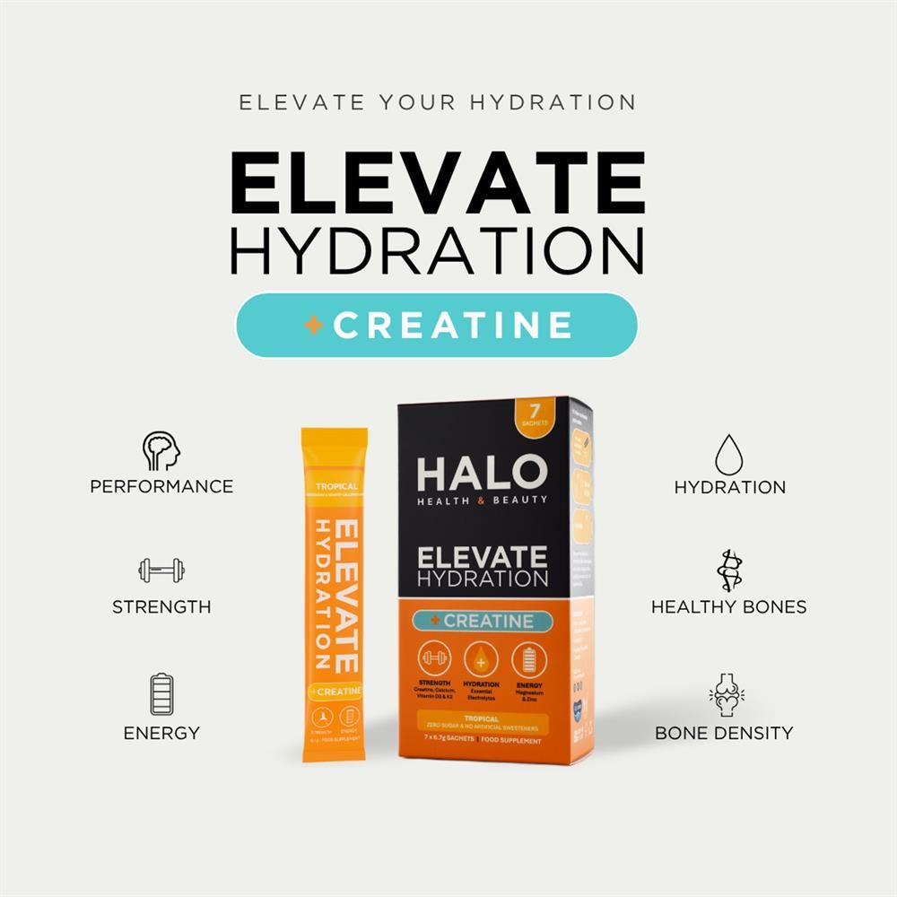 Halo ELEVATE ELECTROLYTES +CREATINE Tropical 7 Sachets