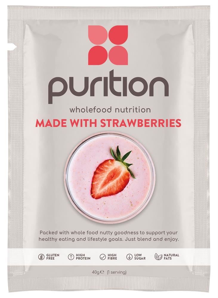 Purition Wholefood Nutrition with Strawberries 40g - 8 Pack