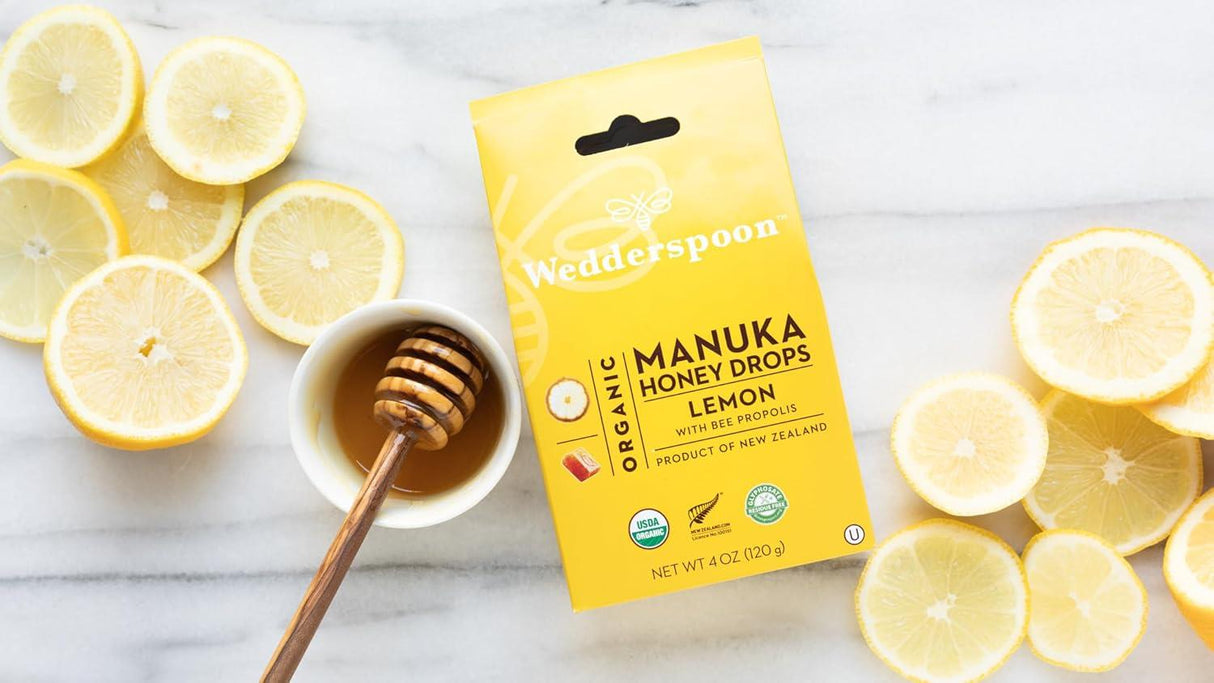 Wedderspoon Manuka Honey Drops Lemon & Bee Propolis 120g