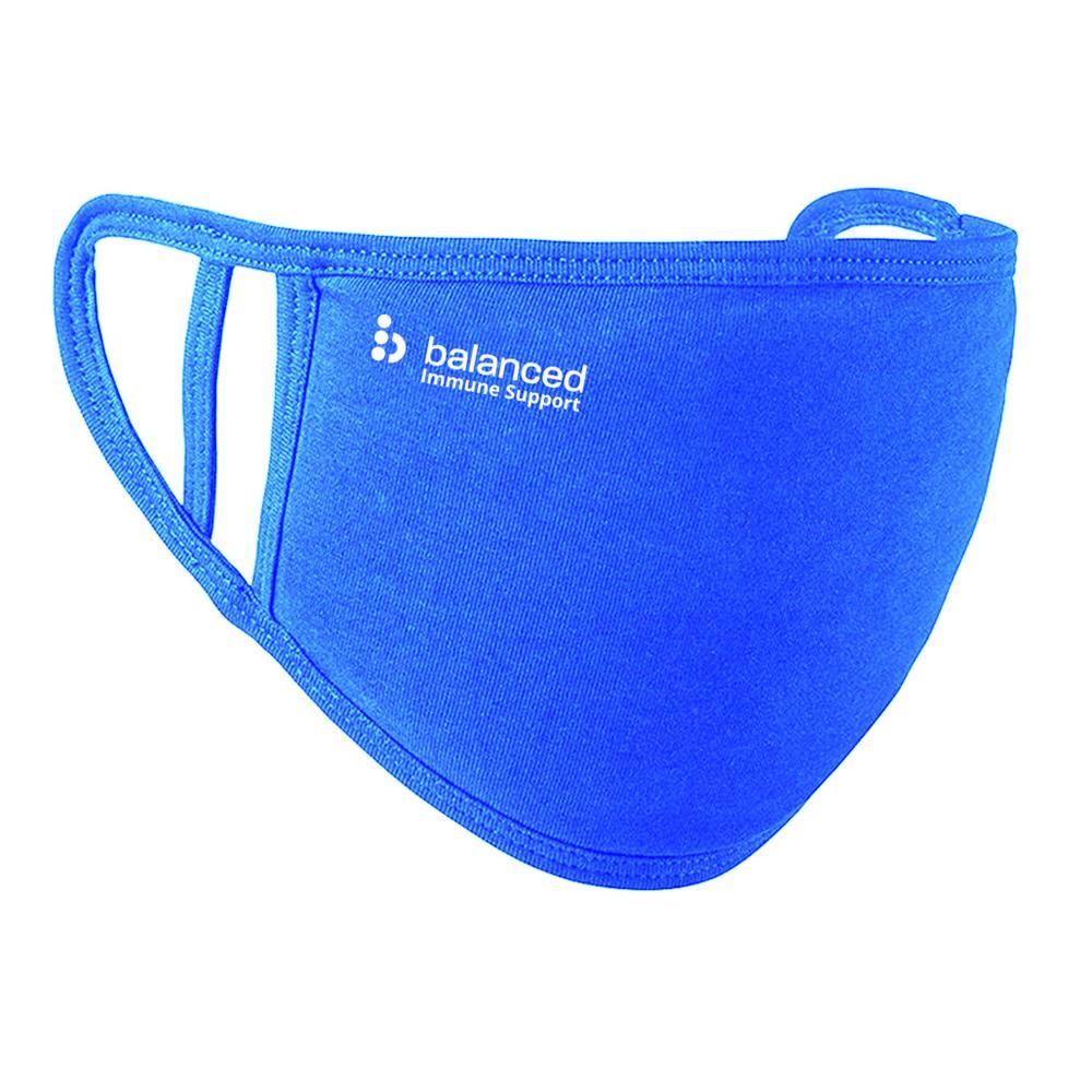 Balanced Washable Face Mask - Royal Blue dual fit 2 Ply logo right cheek