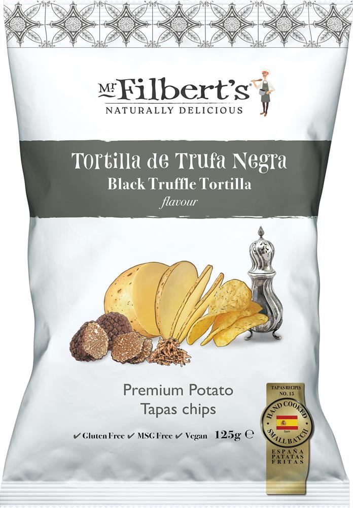 Mr Filberts Black Truffle Tortilla fFavour Crisps 125g - 10 Pack